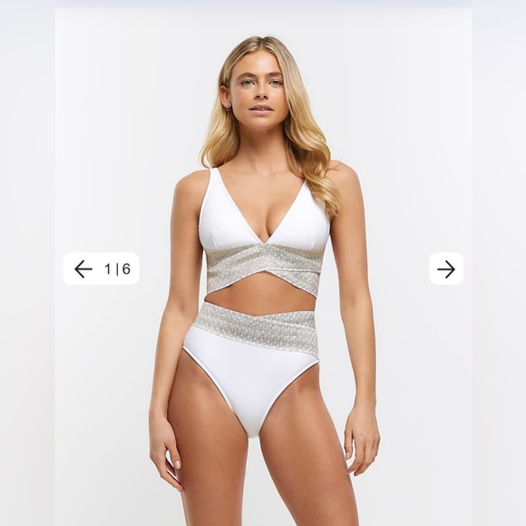 River island high waisted bikini with fuller bust plunge bikini top - Picture 1 of 4